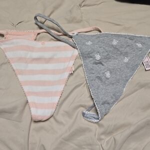 Victoria's Secret Pink Stripe & Heather Gray Triangle Vstring Thongs (2-Pack)